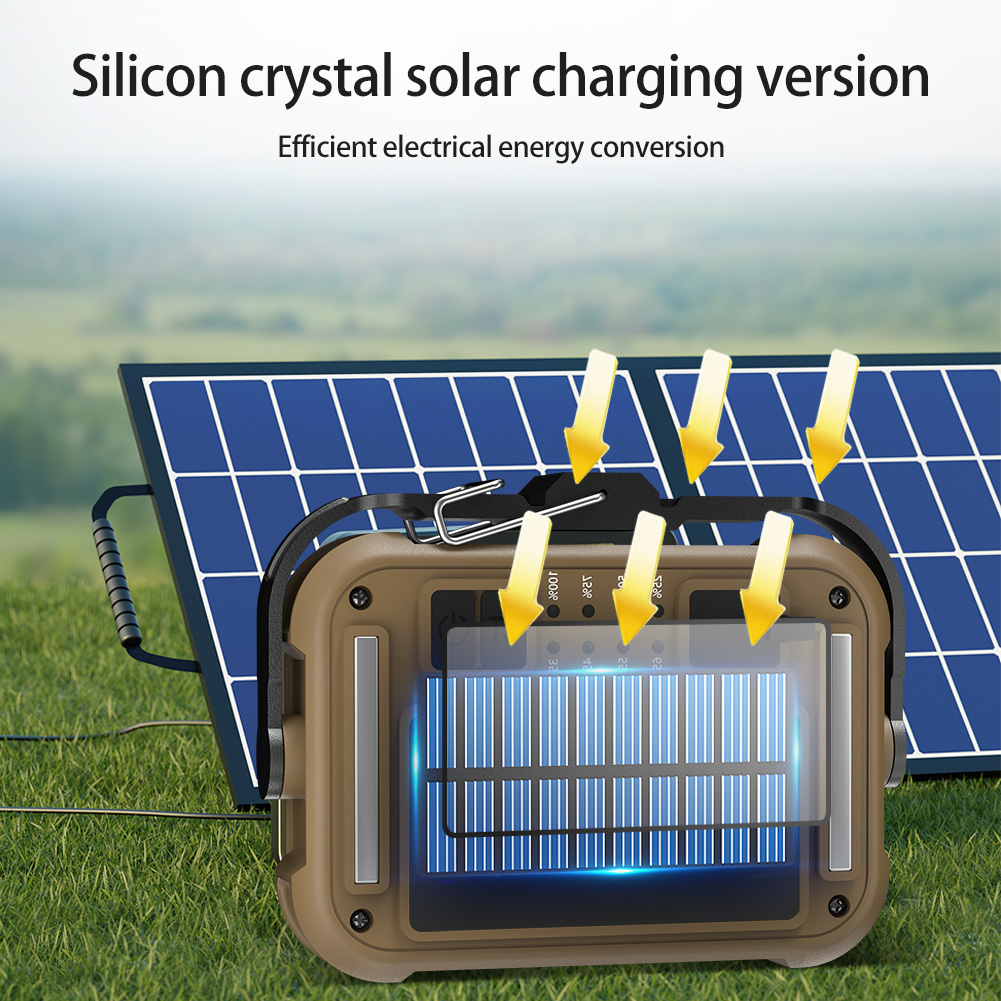 Luz de trabajo solar Luz de inundación al aire libre Carga USB Luz mecánica de camping Banco de energía móvil para taller de garaje de sitio de construcción
