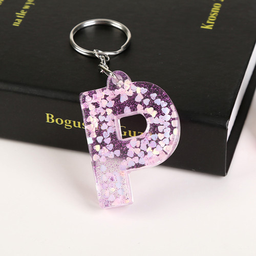 1 Pc Sleutelhanger Engels Brief Sleutelhanger 26 Engels Woord Glitter Hars Een Q Handtas Bedels Voor Vrouw: Lichtblauw