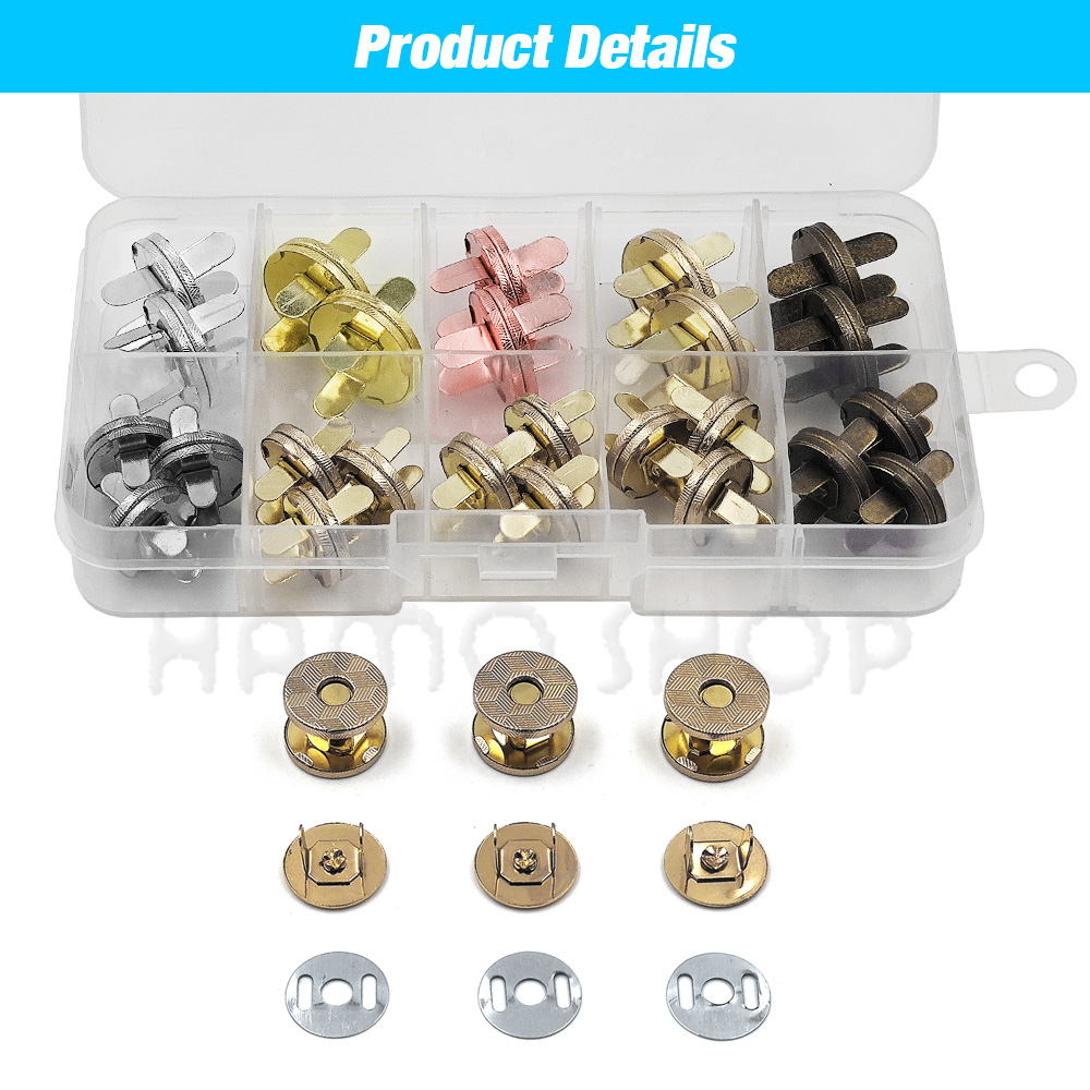 20 zestawów/partia 10mm-18mm guziki magnetyczne torby zapięcie zatrzaski magnes automatyczna adsorpcja cienki portfel przycisk DIY krawiectwo z pudełkiem