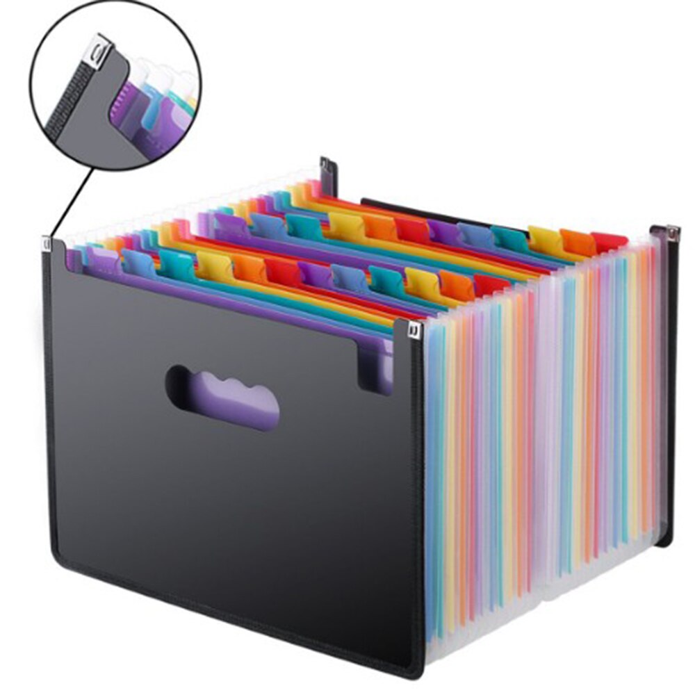 Expanding File Folder 24 Pockets, black Accordion A4 folder Document Organizer