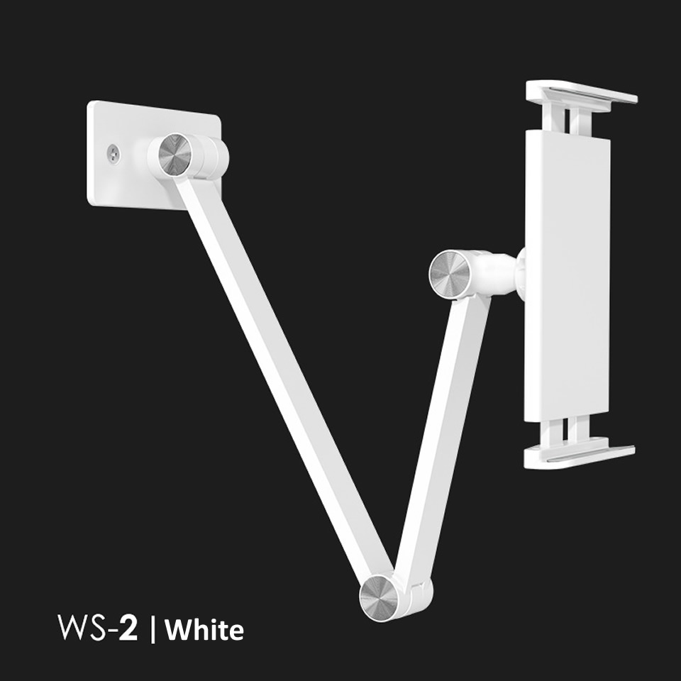 Lange Arm Wall Mount Tablet Stand Multi Hoek Verstelbare Drie As Aluminium Mobiele Telefoon Wall Mount Houder Voor Iphone ipad: WHITE
