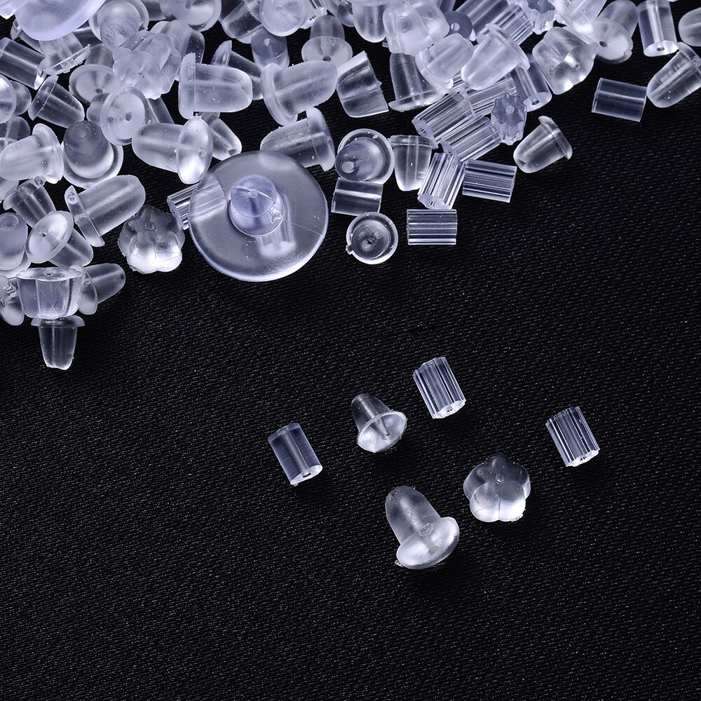 iYOE 500pcs Transparent Soft Silicone Rubber Earring Back Ear Stopper Clasp For Making Earring DIY Jewelry Findings