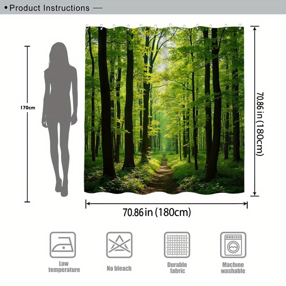 Cortina de ducha impermeable Sunny Forest Path para decoración de baño