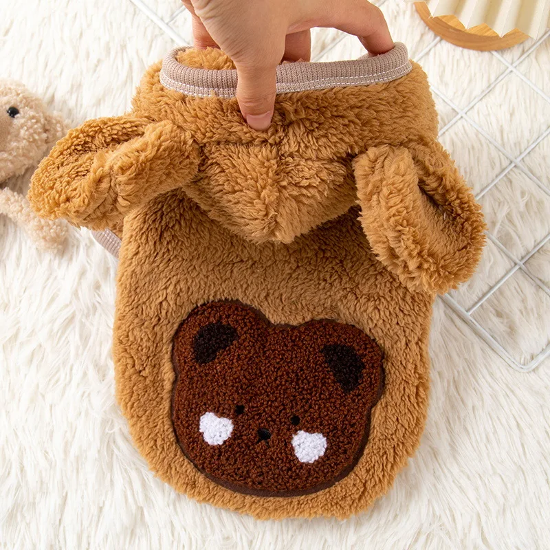 Dog clothes autumn and winter keep warm than bear teddy Yorkshire Pomeranian cat cute small puppy bear clothes: M / Red