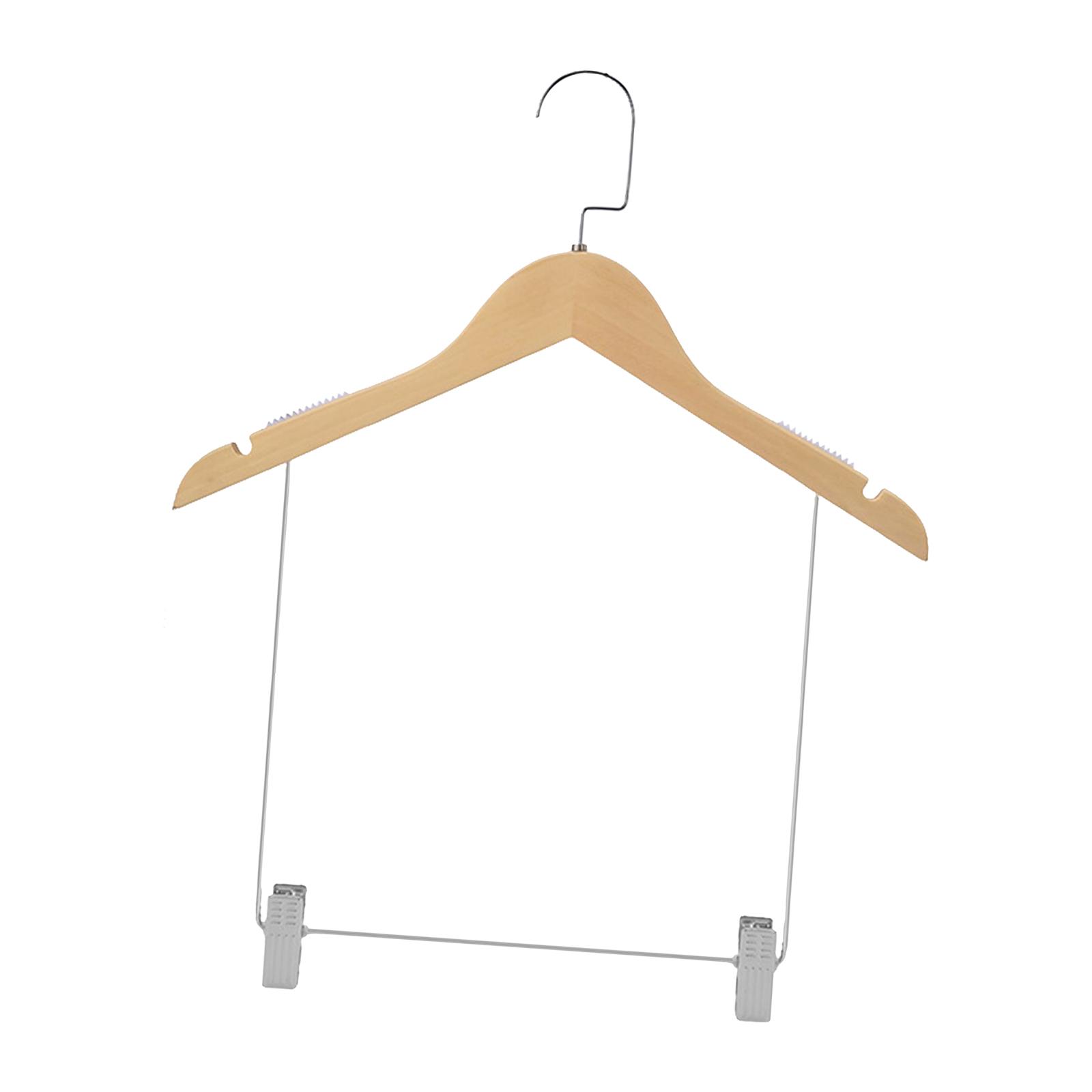 Wooden Suit Hangers Clothes Hanging Rack Dress Skirt Clip Hangers Closet Clothes: light yellow