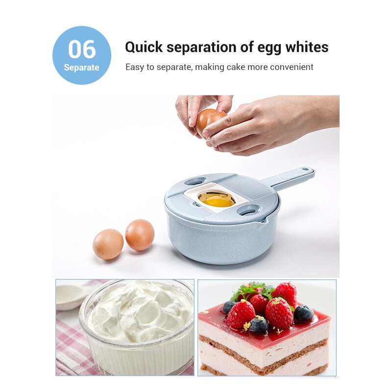 Multifunktionel grøntsagsskæremaskine rivemaskine multifunktions rivejern med 5 knive til hjemmekøkken tue 88: Lyseblå