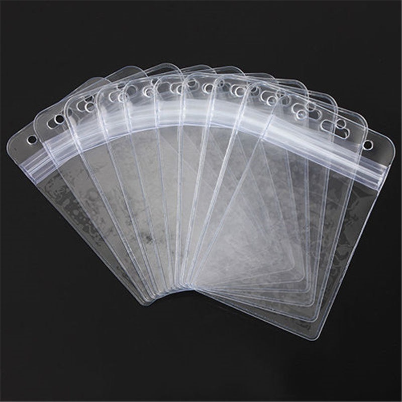 1/5/10pcs Waterproof Vertical Transparent PVC Plastic Clear Zipper ID Card Holder Pocket Credit Passport Card Bag