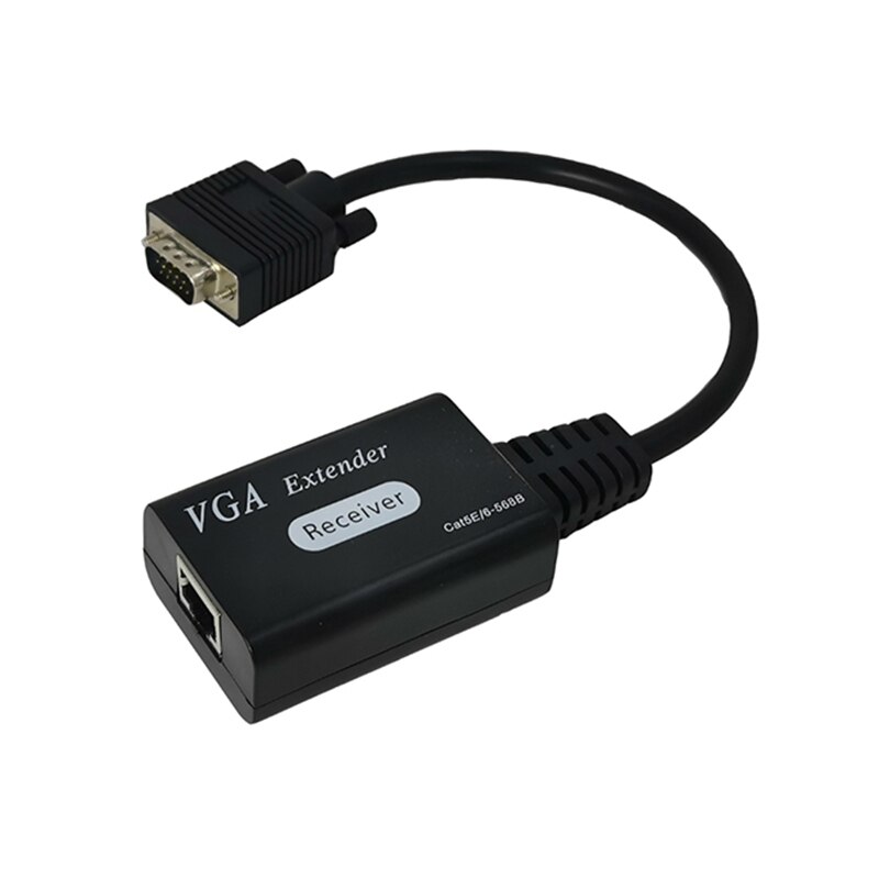 Active VGA extender over ethernet Single RJ45 Cat 5e/6 Network Cable VGA Signal Extender Adapter Support 1080P Full 3DUp To 60M