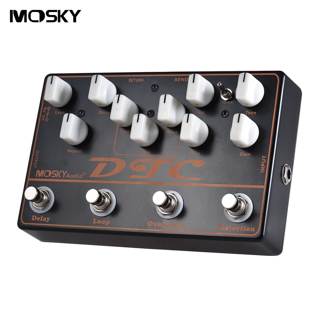 MOSKY DTC 4-in-1 Electric Guitar Effects Pedal Distortion + Overdrive + Loop + Delay strings Guitar Pedal Guitar Accessories