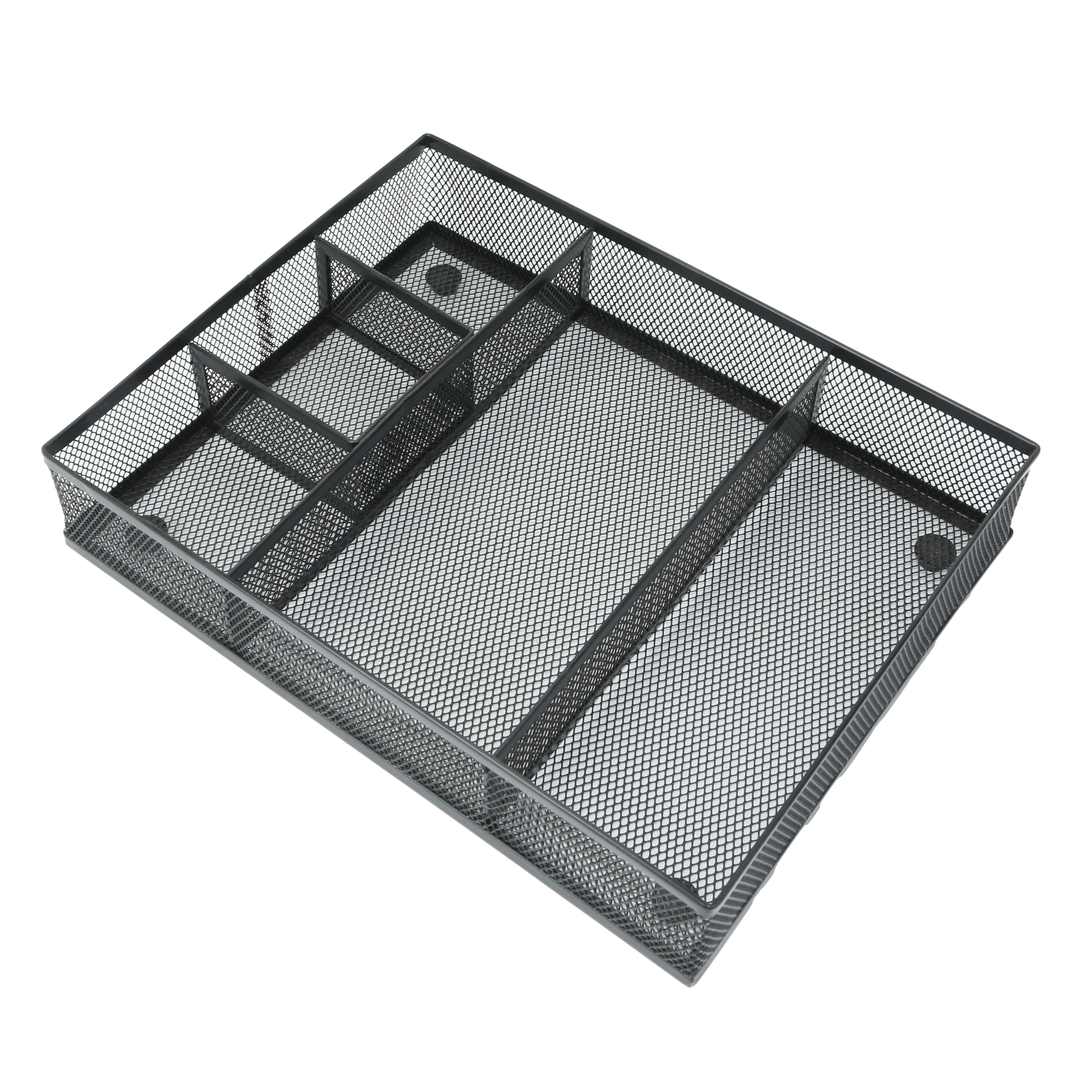 Metal Mesh Desk Organizer, Office Drawer Divider Organizer Tray with 5 Compartments, Accessories for Stationery Makeup Kitchen