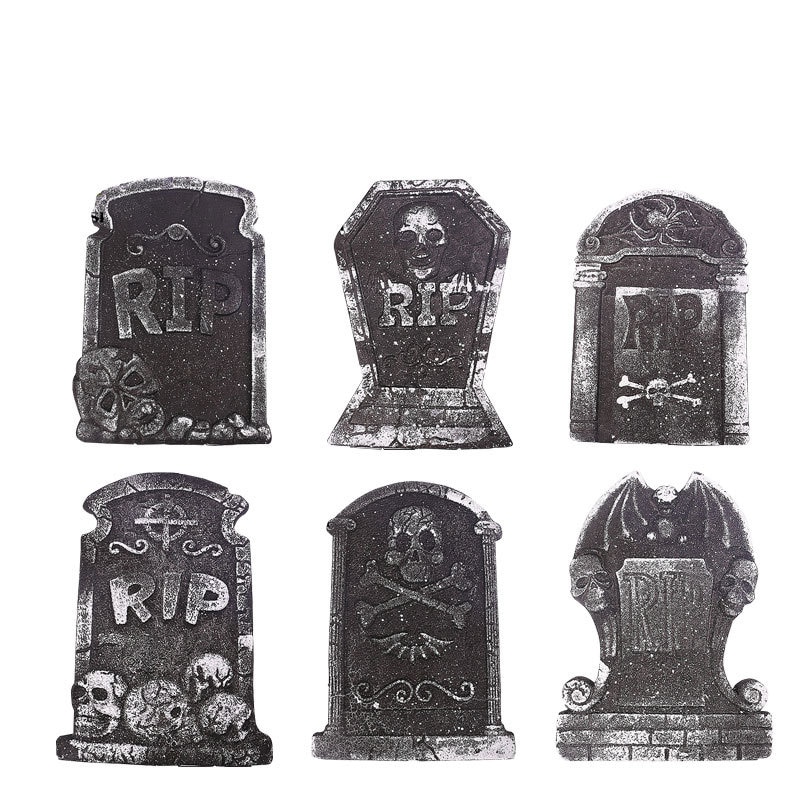 Halloween decoración de jardín esqueleto tumba Lápida con letras RIP Bad omens decoración de Casa Encantada asustar a los niños
