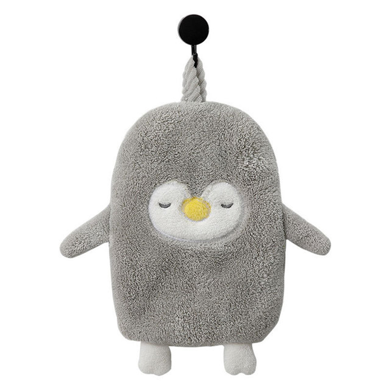 Serviette de bain pingouin en microfibre Super absorbante, petite serviette doux, corail, chiffon de cuisine, Type suspendu, pour enfants: Gris clair