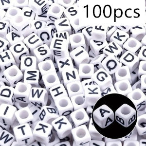 100 Teile/paket 4*7mm 26 A-Z Buchstaben Perlen Für Schmuck Machen DIY Handgemachte Accessoires Halsketten Armbinde Zubehör DIY: Elfenbein