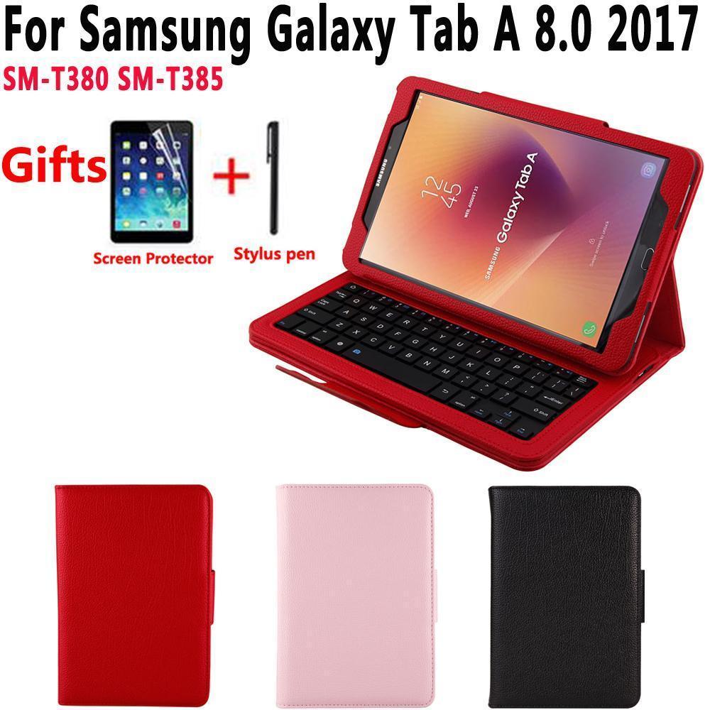 Wireless Bluetooth Keyboard Leather Case Cover Voor Samsung Galaxy Tab Een 8.0 T380 T385 SM-T380 SM-T385 Funda