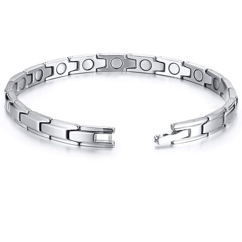 Trendy Women's 6mm Healthy Energy Bracelet Chain Link Stainless Steel Magnet Bracelets Jewelry