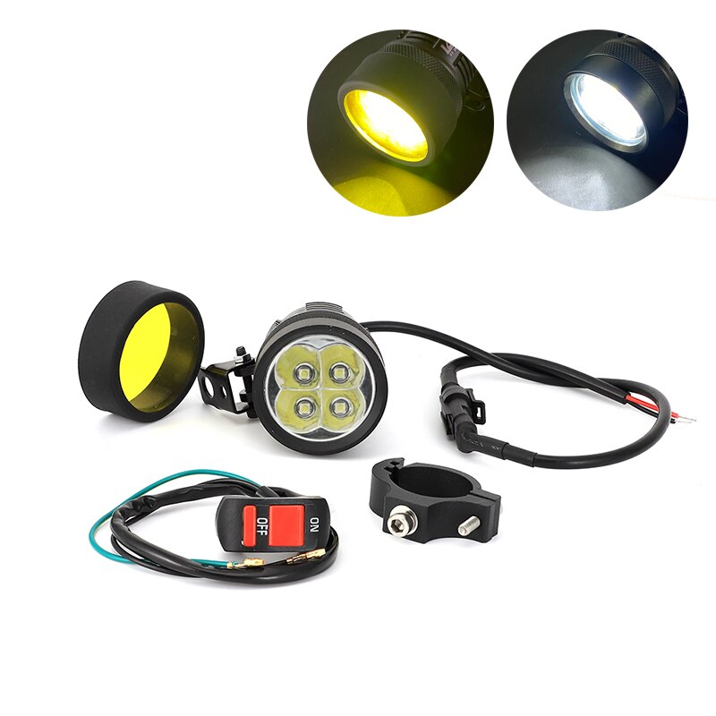 L4X/L6X Spotlight Electrical Bicycle LED Light Motorcycle Yellow Light Lamp Cover Switch for BMW Suzuki Front Passing Light
