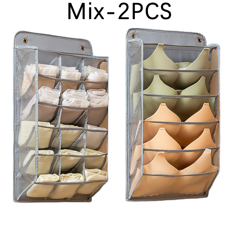 4 stuks ondergoed panty opslag hangende tas wandmontage beha opslag organisator rek thuis closet organisator opbergzakken: Bordeaux