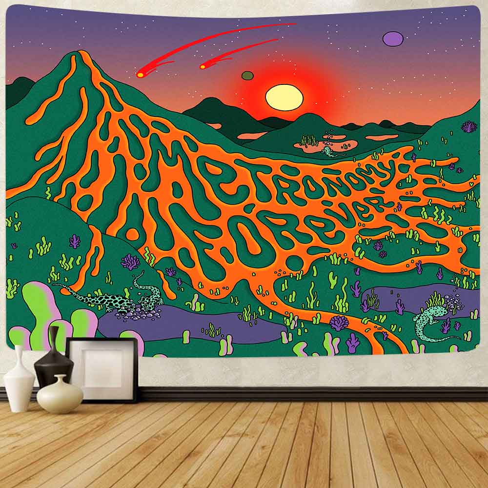 Simsant trippy berg wandtapijt hippie psychedelische paddenstoel zonsondergang wandtapijten voor woonkamer slaapkamer woondecoratie