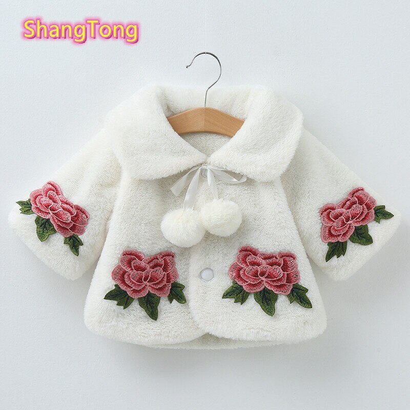 Toddler Baby Girls Jacket Winter Long Sleeve Warm Outerwear Coats Stylish Baby Coat Flower Pattern Printing