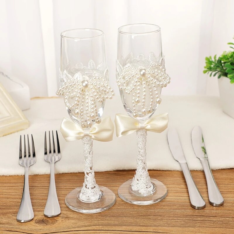 4Piece Wedding Supplies Cake Knife Toasting Flutes and Pie Cake Server Set Marrying Birthday Party Show Tool Bride And Groom Gif: 9C
