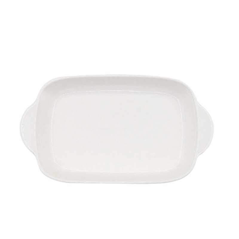 Modern Ceramic Ovenware Dual Handle Baking Dish Microwave Oven Available Baking Square Ovenware Dish Baking Bowl: WHITE