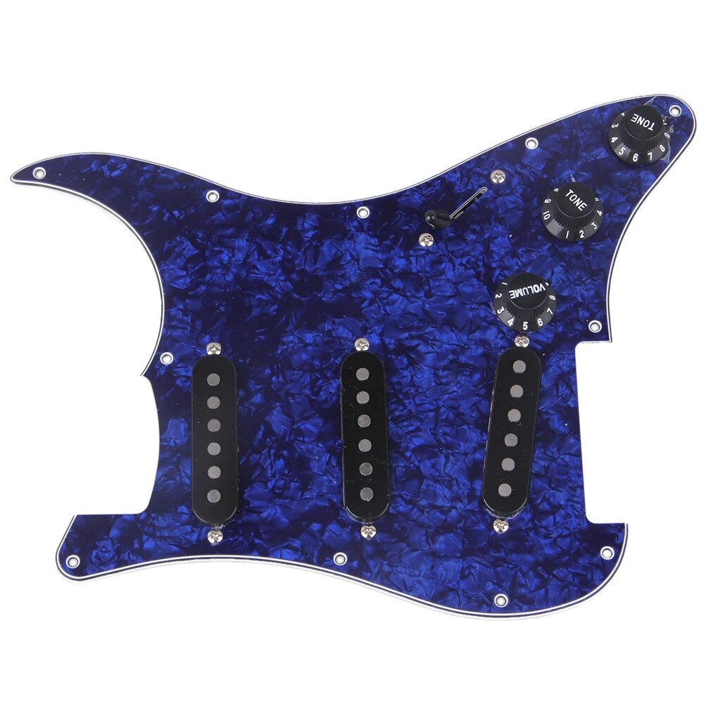 Blue 3-ply 11 Hole Loaded Pickguards Assembly SSS Single Coil Pickup Guitar Part