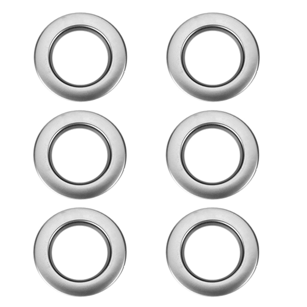 6 stk rund plastring til maljegardiner stangdekor, innvendig dia . 45mm,  lavt støynivå