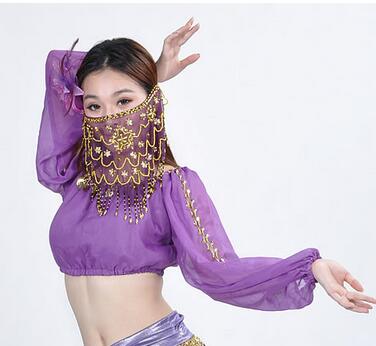 Velo de gasa con cara de baile para mujer, velo de gasa con cara de danza del vientre, tribal, India, 1 unids/lote: 4