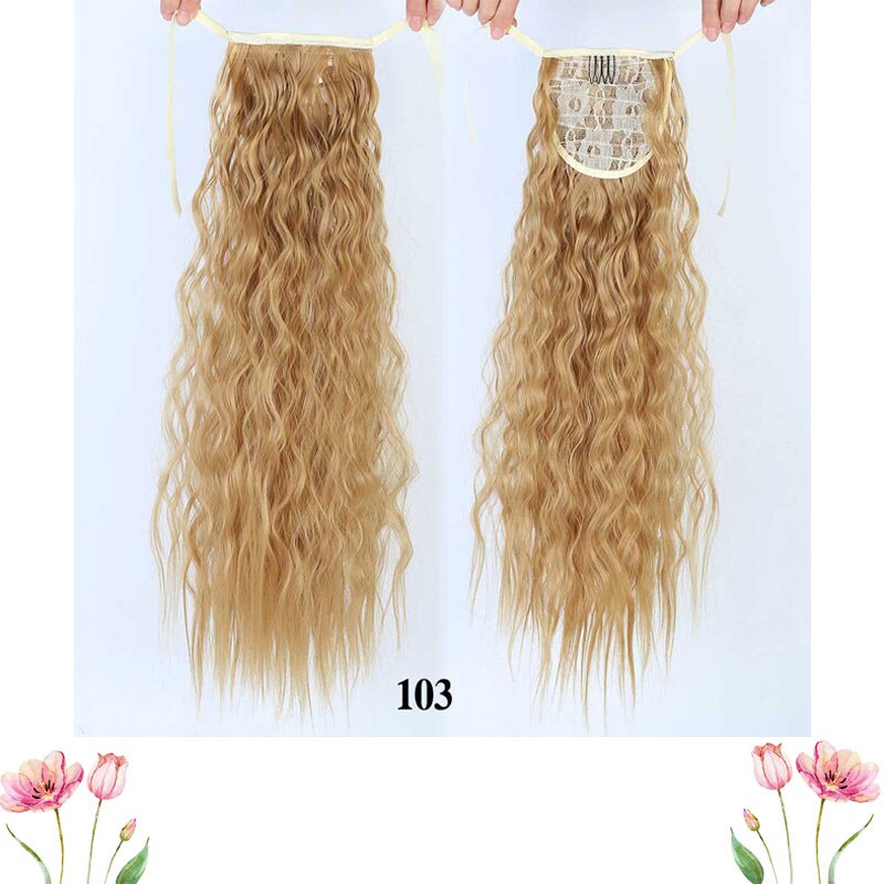 DIANQI Long Wavy Clip In One Piece Synthetic Hair Extension Ponytail Drawstring False Ponytail Wig With Hairpins: 103
