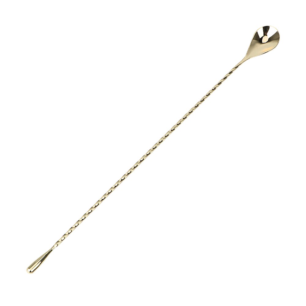30/40cm Mixing Cocktail Spoon Stir Spoon Bar Tool Stainless Steel Spiral Pattern Bar Teadrop Spoon: 40cm Gold