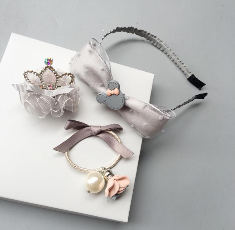 Boutique girls hair accessories set bowknot flower Princess hair clips Elastic Rubber bands barrette hairpin Headbands T31