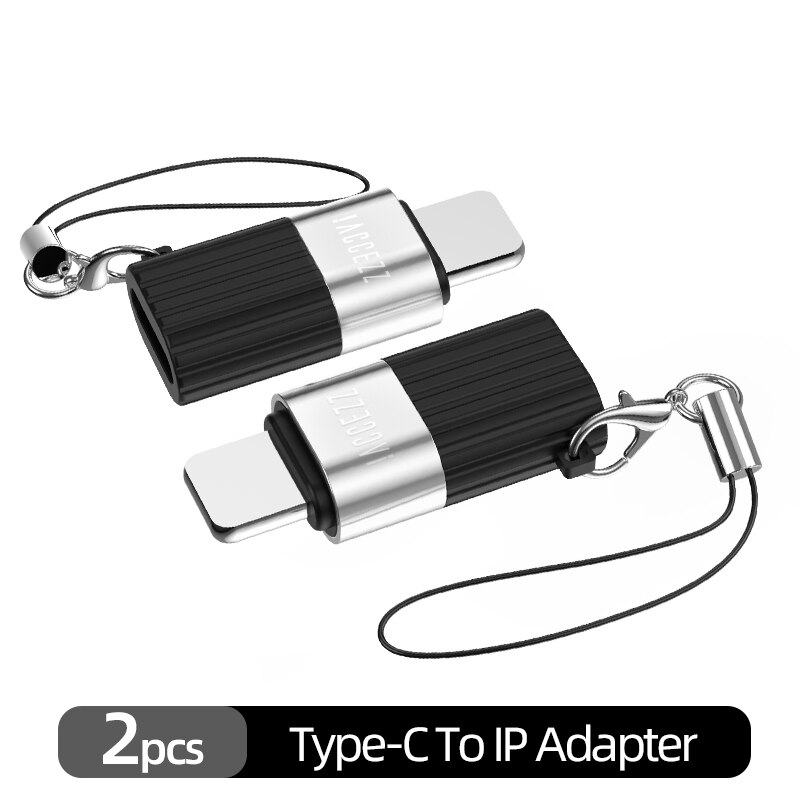 !ACCEZZ Mini USB C Adapter Micro USB Lighting For iPhone 12 11 Samsung Huawei Phone Tablet Fast Charging Data Cable Converter: 2pc Type C to 8Pin
