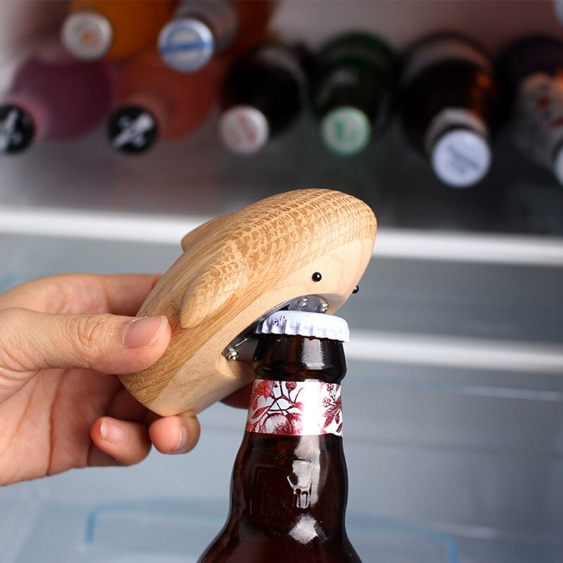 Unique Wooden Shark Shaped Bottle Opener Beer Opener Opening Bottle Cap Bar Tools Gadget Kitchen Accessories