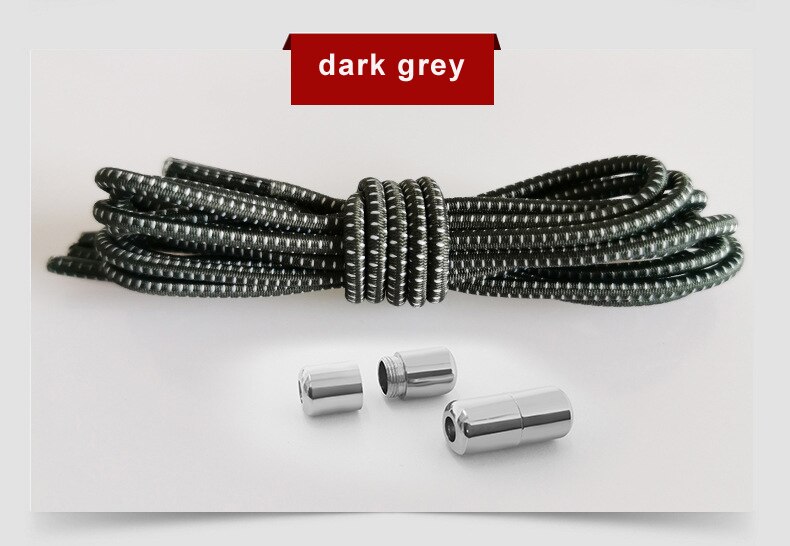 Elastic Shoelaces Round Locking No Tie Shoe Laces Quick Lazy Laces Rubber Sneakers Shoelace for Kids Adult Shoe Laces No Tie: dark grey