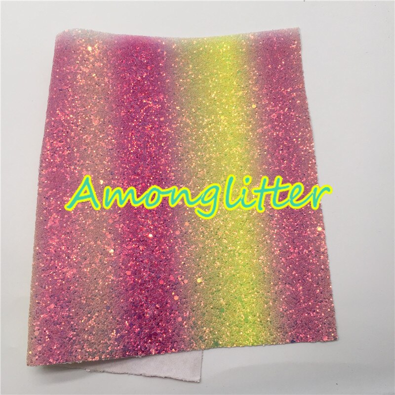 Amonglitter Rainbow hojas de tela de cuero grueso de brillo, tejido brillante para bolsas y zapatos de lazos de bricolaje 21x29cm tamaño A4 MB013A: 12