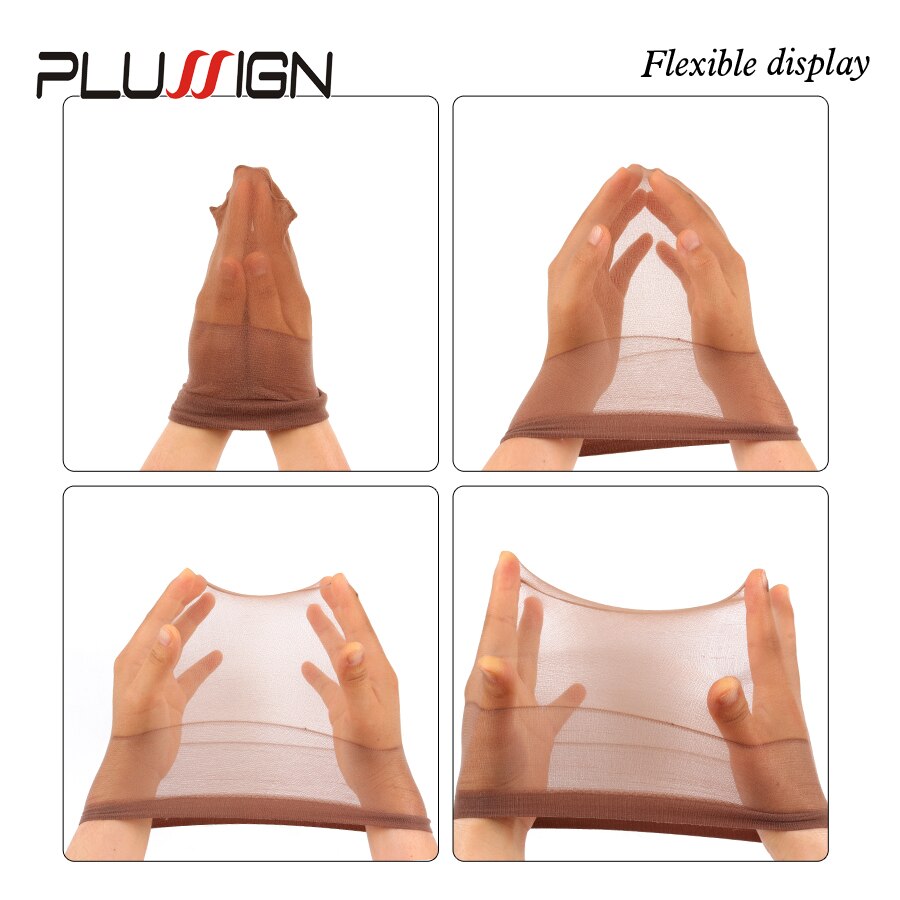 Plussign strømpehette for parykker 2 stk hårnett for parykker skallet cap beige brun nylonstrømpe parykkhette elastisk hårhette