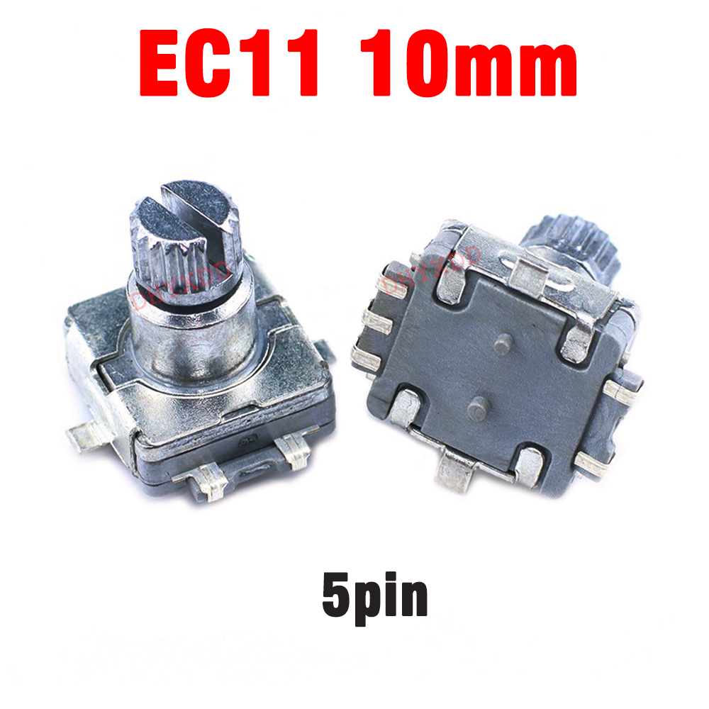 EC11 – encodeur rotatif 5 broches SMD, 5 pièces, interrupteur à poussoir, longueur de poignée 10MM, arbre à prunier