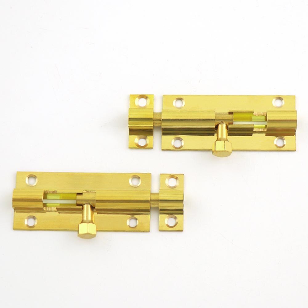 8PCS 1.5/2/3/4/6 Inch Long Golden Brass Door Latch Sliding Lock Bolt Latch Hasp Staple Gate Safety Lock