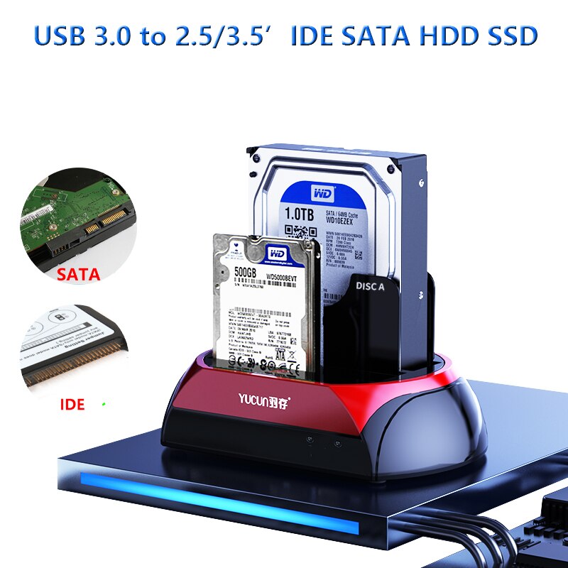 Docking Station per disco rigido esterno da USB 3.0 a IDE SATA Box per contenitore SSD HDD 2.5 3.5 con Smartphone portatile Power on PC