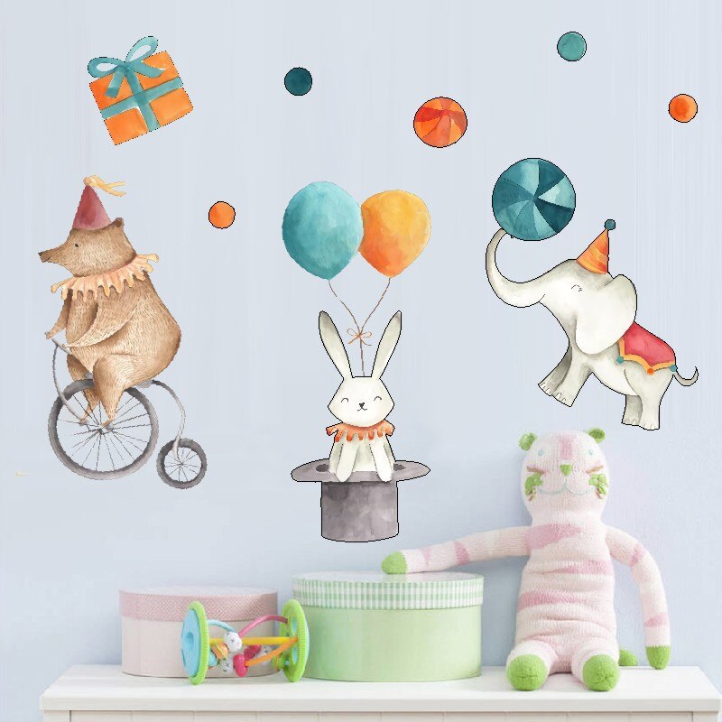 Cartoon Grappig Acrobatische Dieren Muurstickers Voor Kinderen Kamers Decor Nursery Babykamer Milieuvriendelijke Muurstickers Home Decoratie
