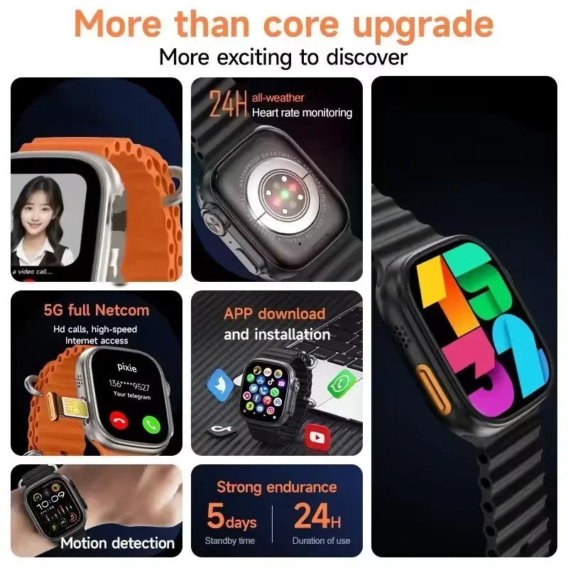 Android smartwatchc9s 5g rede cartão sim 2.1 Polegada amoled gps wifi chamada global relógio inteligente masculino ultra 4g cartão sim