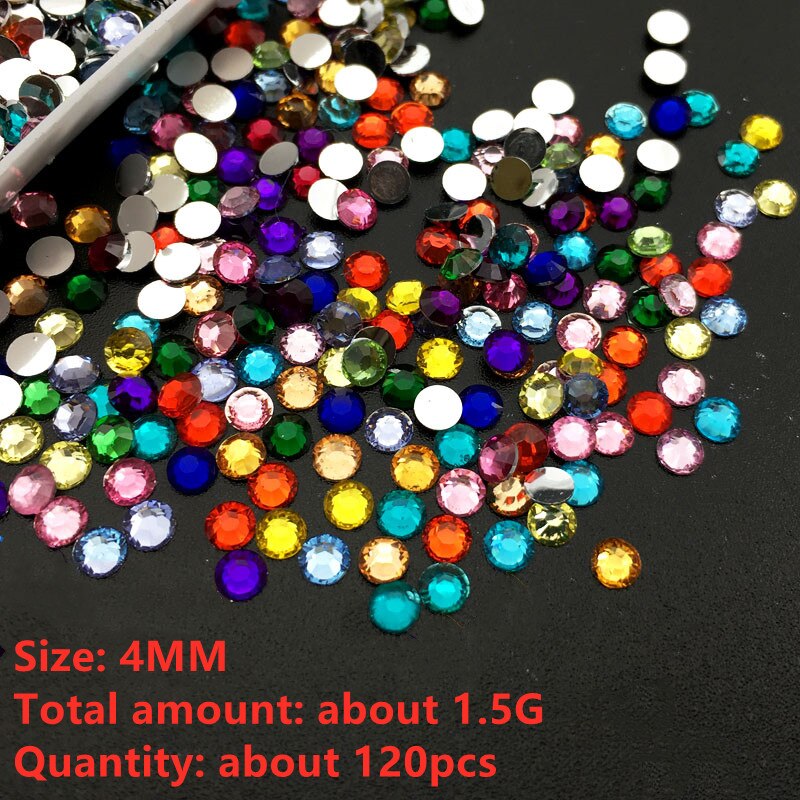 400 Stks/zak 2Mm Mix Kleur 3D Nail Art Tips Platte Boor Steentjes Diy Sieraden 3D Nail Decoratie: 4MM Mix color