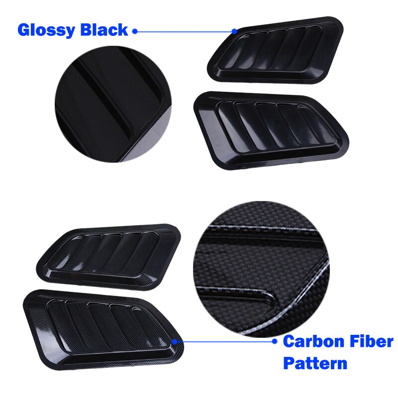 1Pair ABS Car Front Engine Cover Decorative Air Flow Intake Scoop Turbo Bonnet Vent Cover Hood Fender