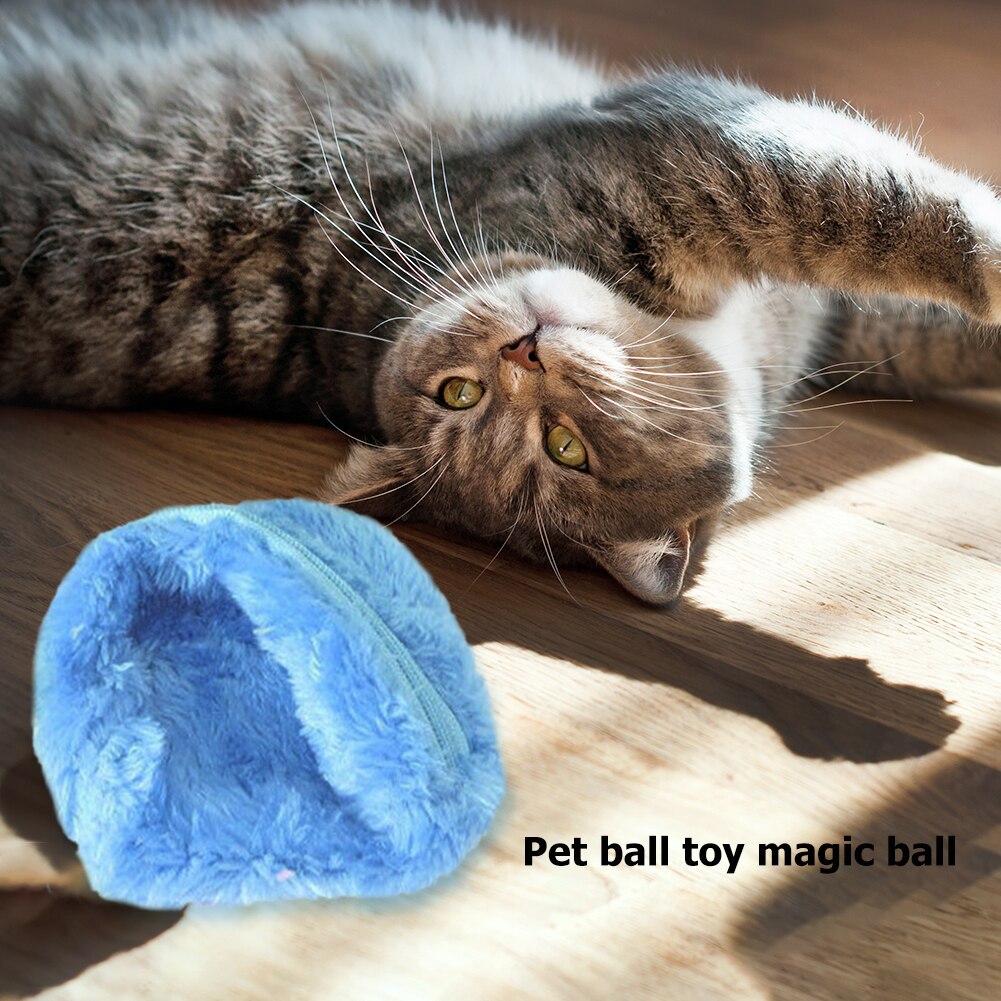 5pcs Magic Roller Ball Battery Powered Pet Electric Automatic Chew Plush Toys Dog Cat Interactive Funny Rolling Toys