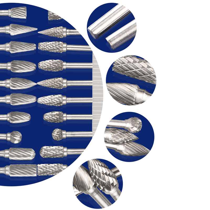 5 stk dobbeltspor roterende fil 6 × 6mm slipehode wolframkarbid freser borkronesett etterbehandling metallform