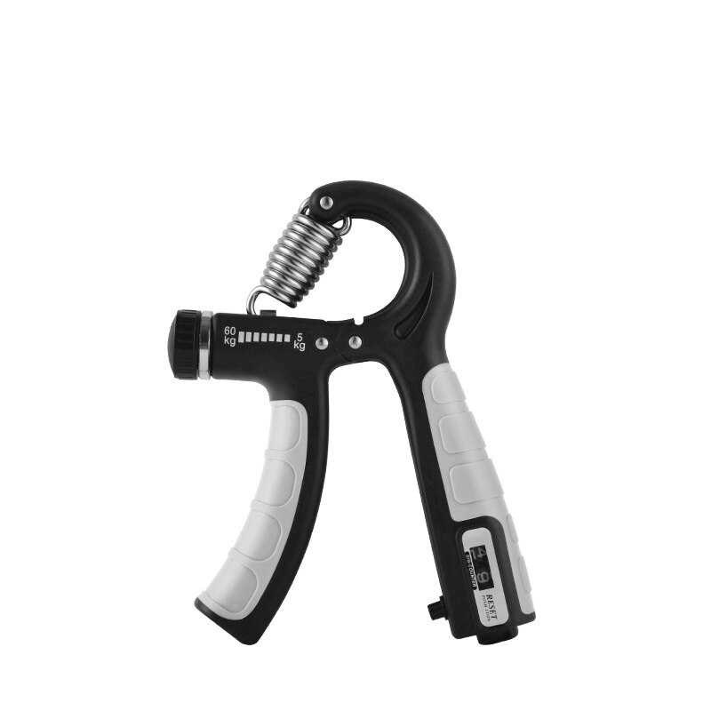 5-60KG Adjustable Fitness Hand Grip Strengthener Counter Wrist Trainer Grip Strength Exerciser Forearm Exerciser Hand Gripper: Black Gray
