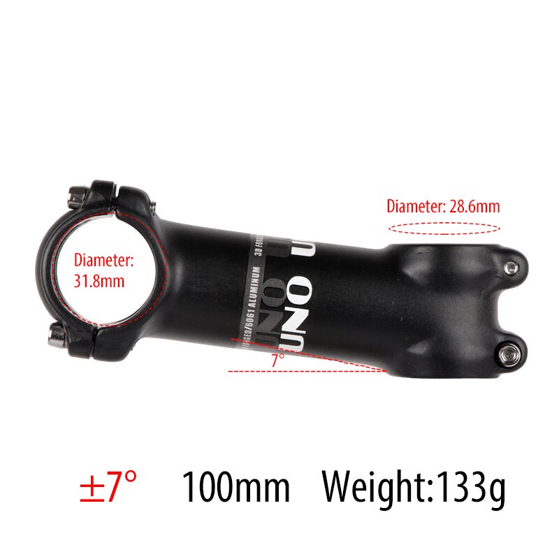 UNO Bike attacco manubrio bicicletta 1-1/2 "1/4mm Riser manubrio per BMX MTB Road Bike 7/ 17/ 35 gradi da 60mm a 31.8mm lega di alluminio: 7 Degree 100mm