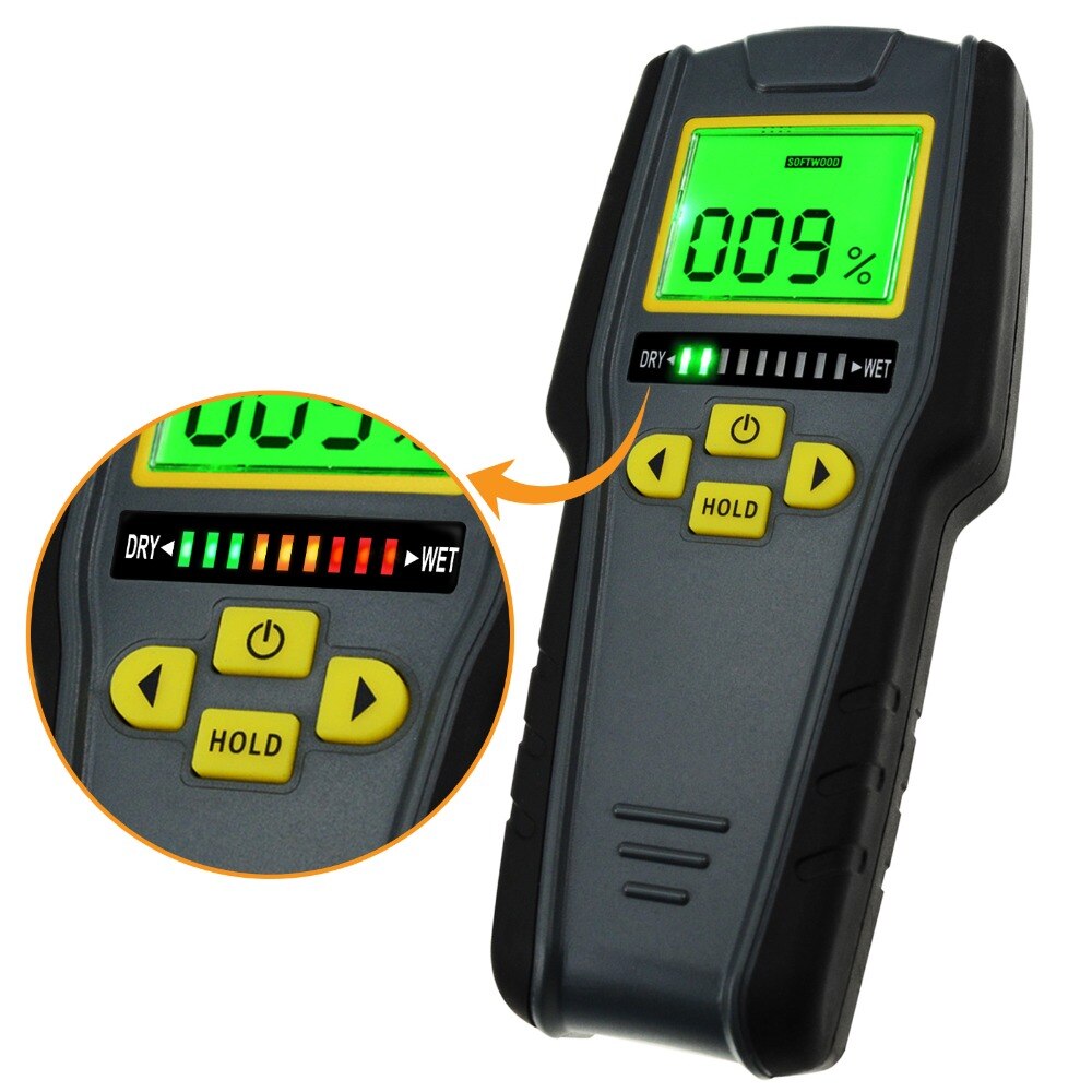 Digital Pinless Non-invasive Inductive Moisture Meter Hard Soft Wood Drywall Masonry Scanner Wet Dry Tester Traders Craftsmen