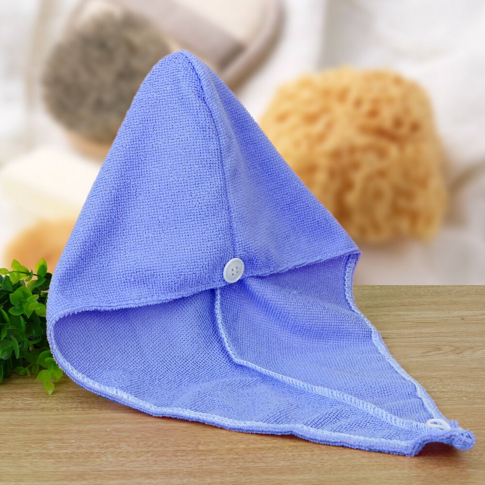 Superfine fibre stoffer badehætte hurtigt tørt hår hat indpakket håndklæde mikrofiber solidt hår turban hjemmetekstil: Blå