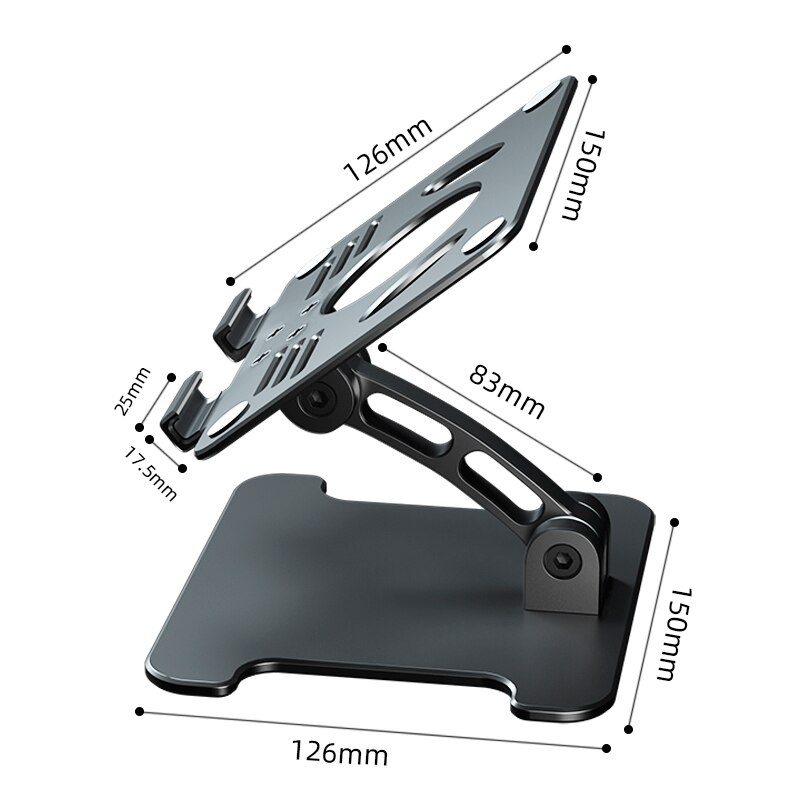 Laptopständer aus aluminiumlegierung für notebooks, macbooks und computer; faltbarer, tragbarer tischständer mit rutschfester, verstellbarer halterung für smartphones und tablets.